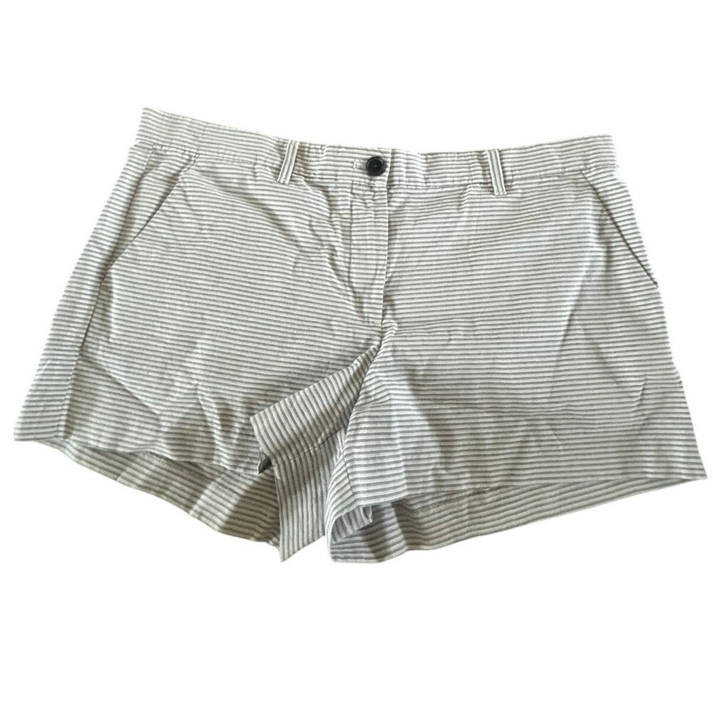 Gap Khakis Women’s Size 12 Summer Shorts Gray White Stripe Chino Casual